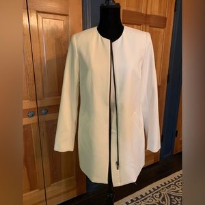 Katherine Barclay White Jacket with Black Zipper